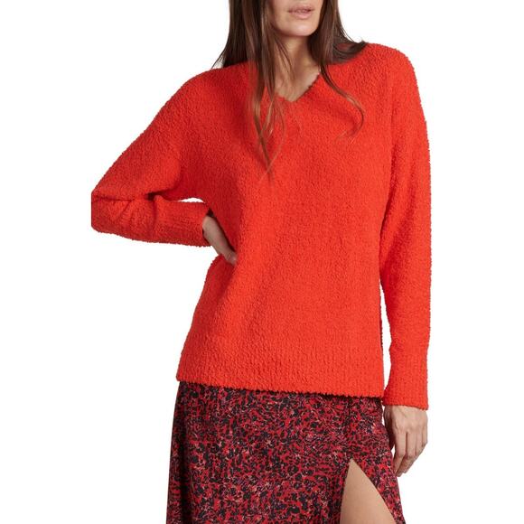 Sanctuary Teddy V-Neck Sweater Punk Red Size Small - Picture 1 of 7